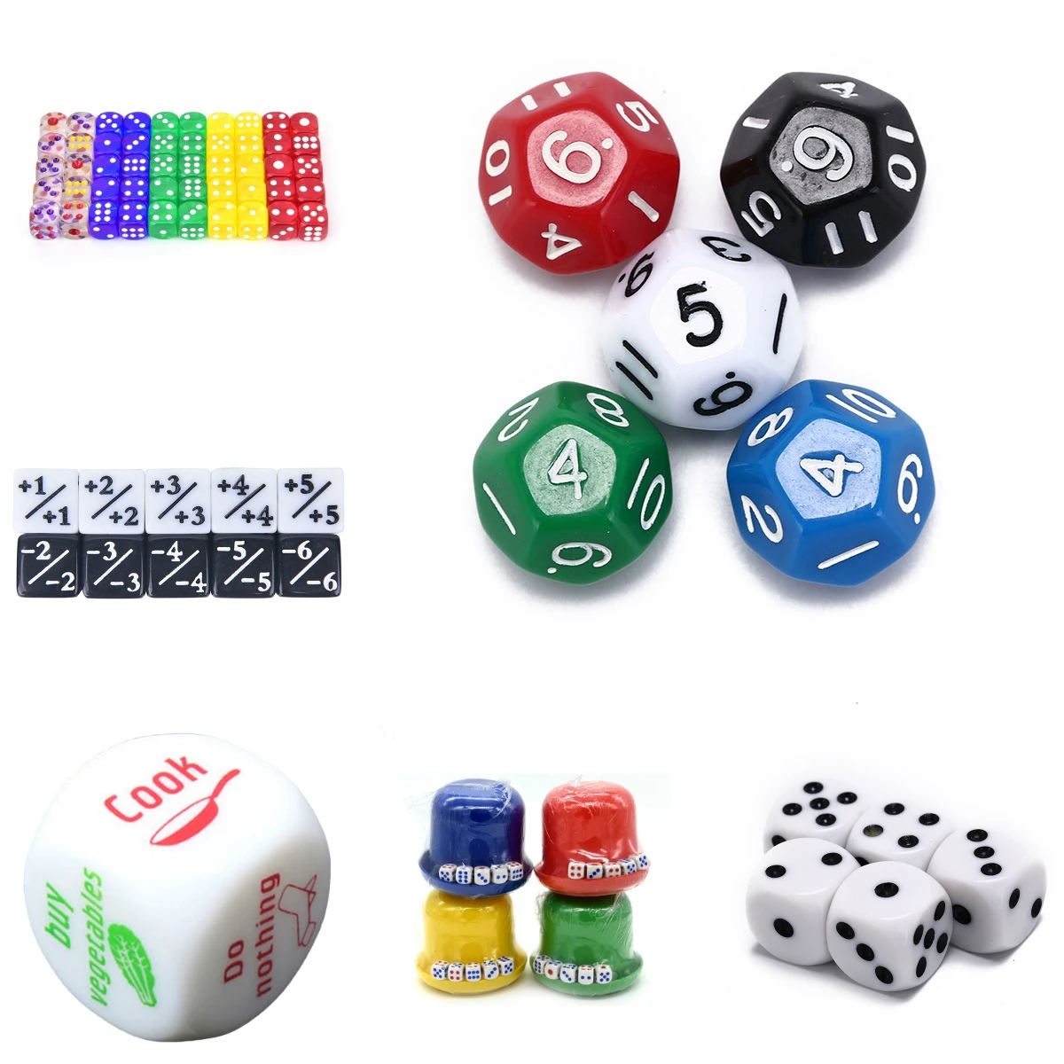 Wholesale Dices Set Colorful Accessories for Board Game Digital dice Game Multi Sided Acrylic Dice