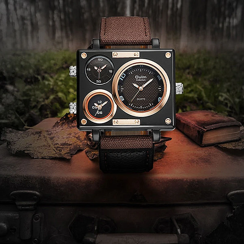 Часы OULM в стиле милитари мужские Роскошные Кварцевые наручные часы модные Прямая - Фото №1
