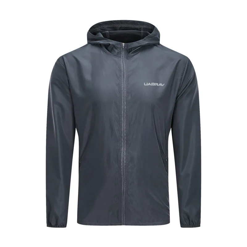 dark gray Autumn Winter Thin Sports Jacket Men Outdoor Casual Running Hooded Fitness Jacket Long-sleeved Men's Workout Clothes Plus Size - Цвет: dark gray