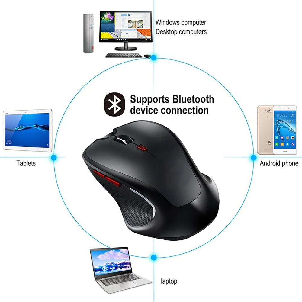 VicTsing портативная беспроводная мышь 2400 dpi регулируемые значения черная совместимая с Bluetooth оптическая мышь в 5 миллионов раз