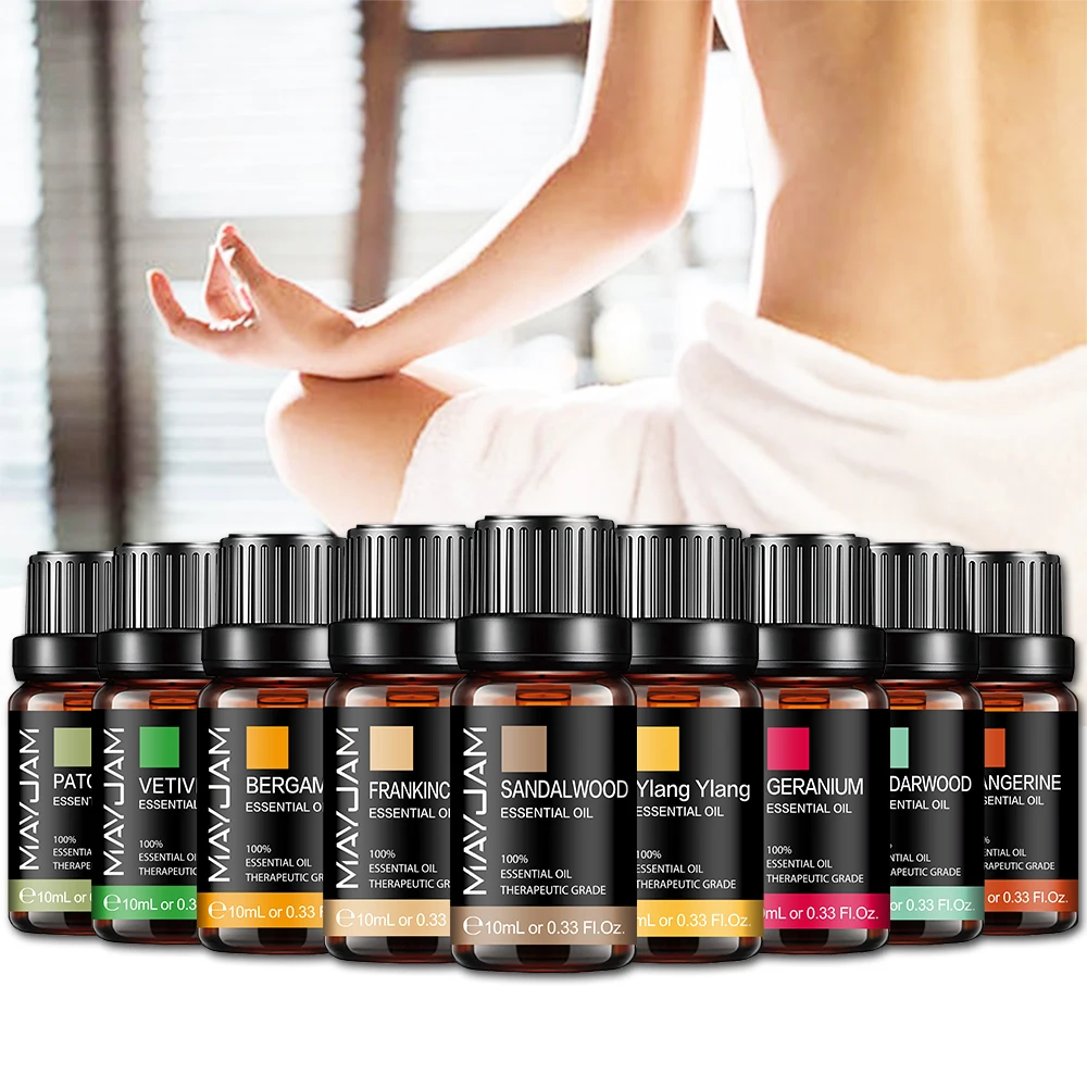 

10ml Natural Sandalwood Pure Essential Oils for Yoga Meditation Diffuser Lavender Lemon Greanium Ylang Ylang Bergamot Aroma Oil