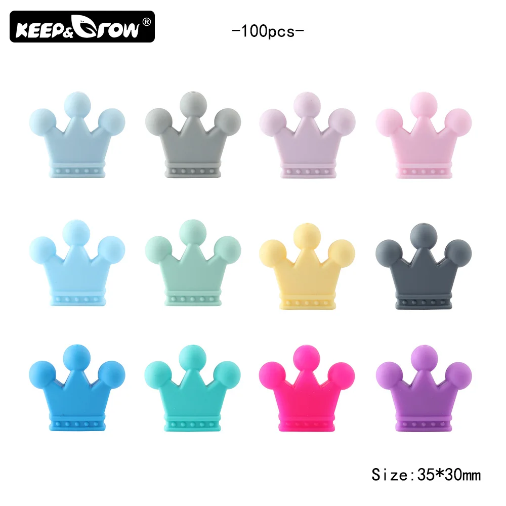 Keep& Grow 50 шт. Корона силиконовые бусины пищевой силиконовый для детей для прорезывания зубов бусы ожерелье DIY соски зажимы Уход Аксессуары