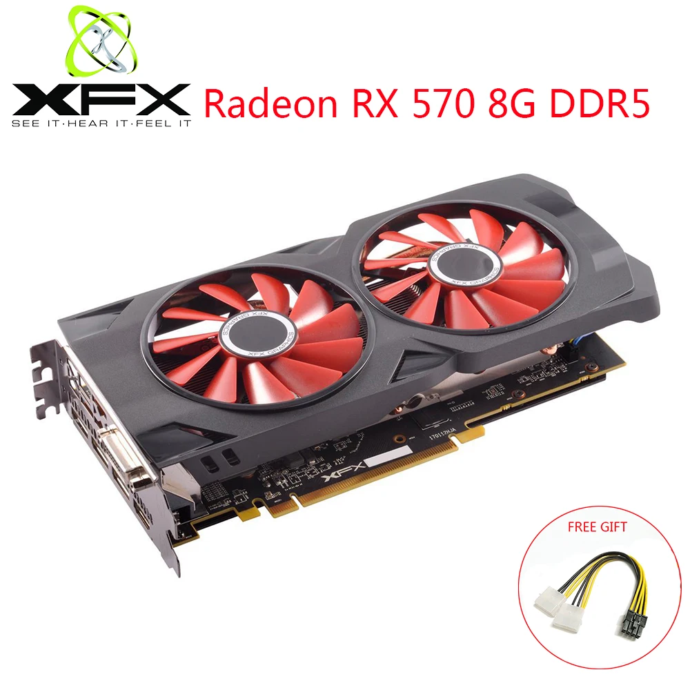 Видеокарта XFX AMD Radeon RX 570 8 ГБ DDR5 графическая карта GPU RX570 бит для настольного