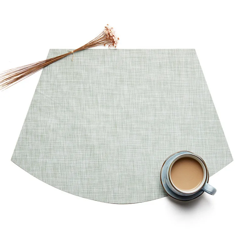 Mint Green 7pcs 7 шт./компл. Коврики на стол в европейском стиле тканые ПВХ столовых веерообразная форма нескользящий коврик изоляционный мат подставки Главная Кухня Отель Настольный Декор - Цвет: Mint Green 7pcs