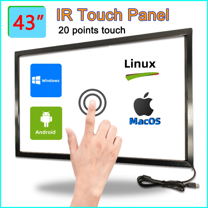 

HaiTouchs 43 Inch Multi IR Touch Screen overlay kit 20 Touch Points Infrared Touch Screen Frame Panel without glass
