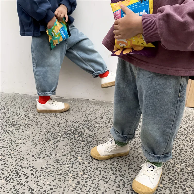 

Retro Children All MatchTrousers New Kids Leisure Jeans Baby Radish Pants Infant Boys and Girls Clothing Boy Harem Denim Pants