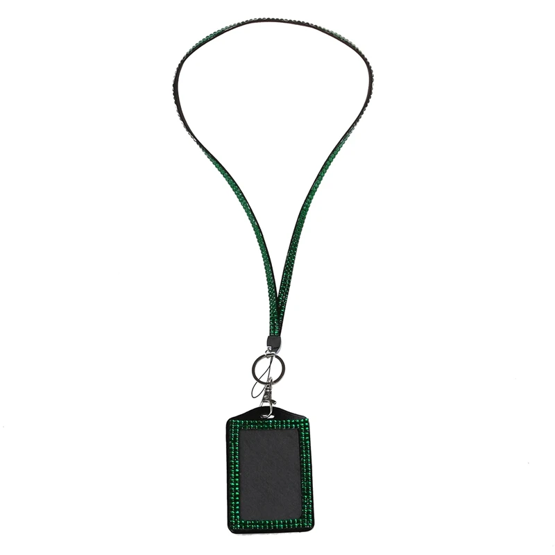 2 шт Стразы Bling Crystal на заказ ремешок вертикальный держатель для удостоверения личности (темно-зеленый и зеленый светильник)