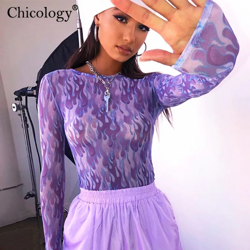 Женская Сетчатая футболка Chicology укороченный Топ с длинным рукавом и неоновым