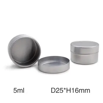 

5ml Cream Jar Aluminium Tin Pots Empty Cream Makeup Tool Lip Balm Containers Lightweight Round Craft Gift Box 25pcs/lot