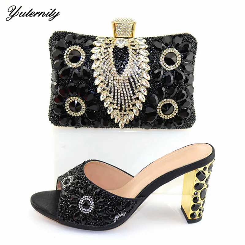 

Nigerian Style Woman Shoes And Handbag Set Beautiful Purple Color High Heels Shoes And Bag Set For Evening Party Free Shipping