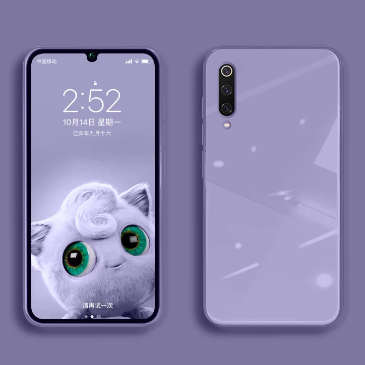 Фиолетовый Для Xiaomi mi 9 чехол жидкостный мягкий силиконовый рамки покрытие закаленное Стекло чехол для Xiaomi mi 9 Lite SE mi CC9 CC9E mi A3 - Цвет: Фиолетовый
