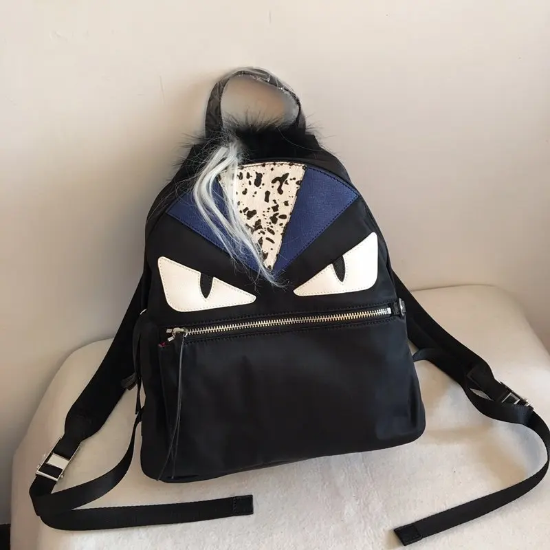 

Horsehair Snake Leather Nylon Waterproof Women Backpacks Catwalk Trend High Quality Black Backpack Jacquard Drop Shipping