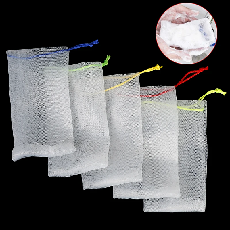 5pcs/lot Hanging Nylon Soap Mesh Bag Mesh Net For Foaming Cleaning Bath Soap Net Bathe Cleaning Gloves