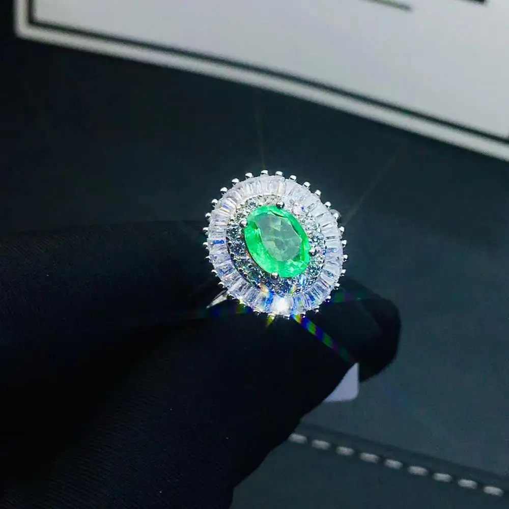 Модный зелёный Изумрудный камень ювелирное серебряное кольцо хорошего цвета настоящий Натуральный Камень Блестящий Размер 6 мм x 8 мм подарок на день рождения для девочки
