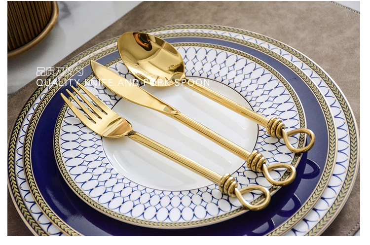 Blue Geometric Circles Pattern Tableware Set 6 Blue Geometric Circles Pattern Tableware Set 6