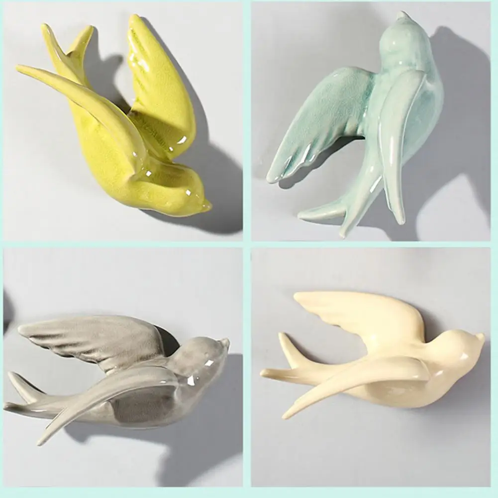 3D Bird Shape Hanging Pendant Ceramic 3D Bird Wall Hanging Pendant Wall Crafts Ornaments DIY Wall Hanging Decoration Home Decor 6