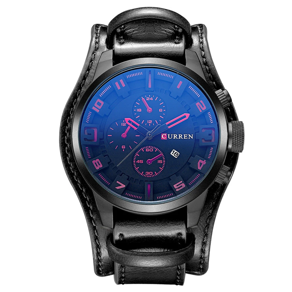 

CURREN Fashion&Casual Quartz Mens Watches Analog Military Sports Wristwatch Leather Strap Male Clock Display Date Hodinky