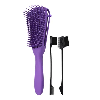 

3 Pcs Detangling Brush Set with Double Sided Edge Brush Eight-Claw Comb Scalp Massage Brush for 3a to 4c Kinky Wavy
