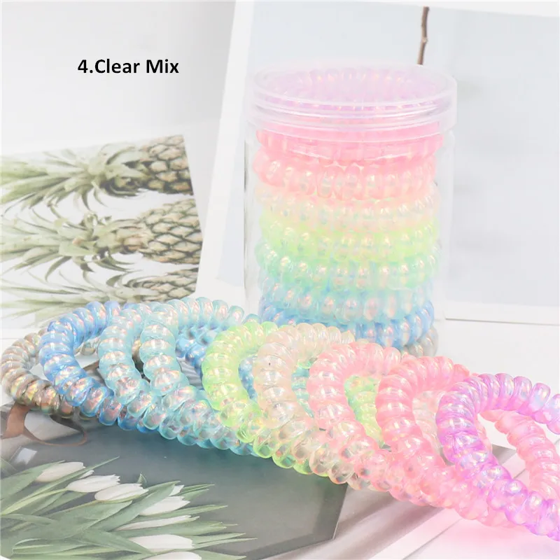 pearl hair clip 9pcs Big Thick Plastic Elastic Hair Ropes Multi Colors Telephone Wire Rubber Bands Personality Gift For Women Stretchy Ponytail large claw hair clips Hair Accessories