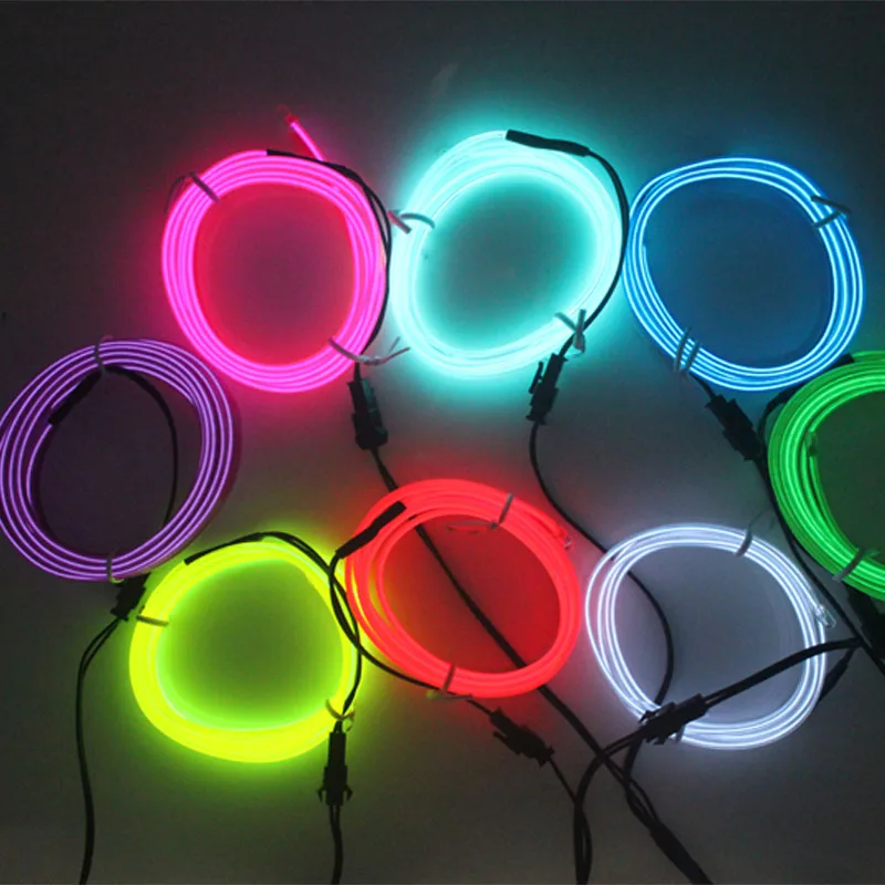3M Car LED Interior Led Strip Flexible DIY Neon Light Decoration Garland lisence plate Wire Rope Tube Line With USB Driver 12v
