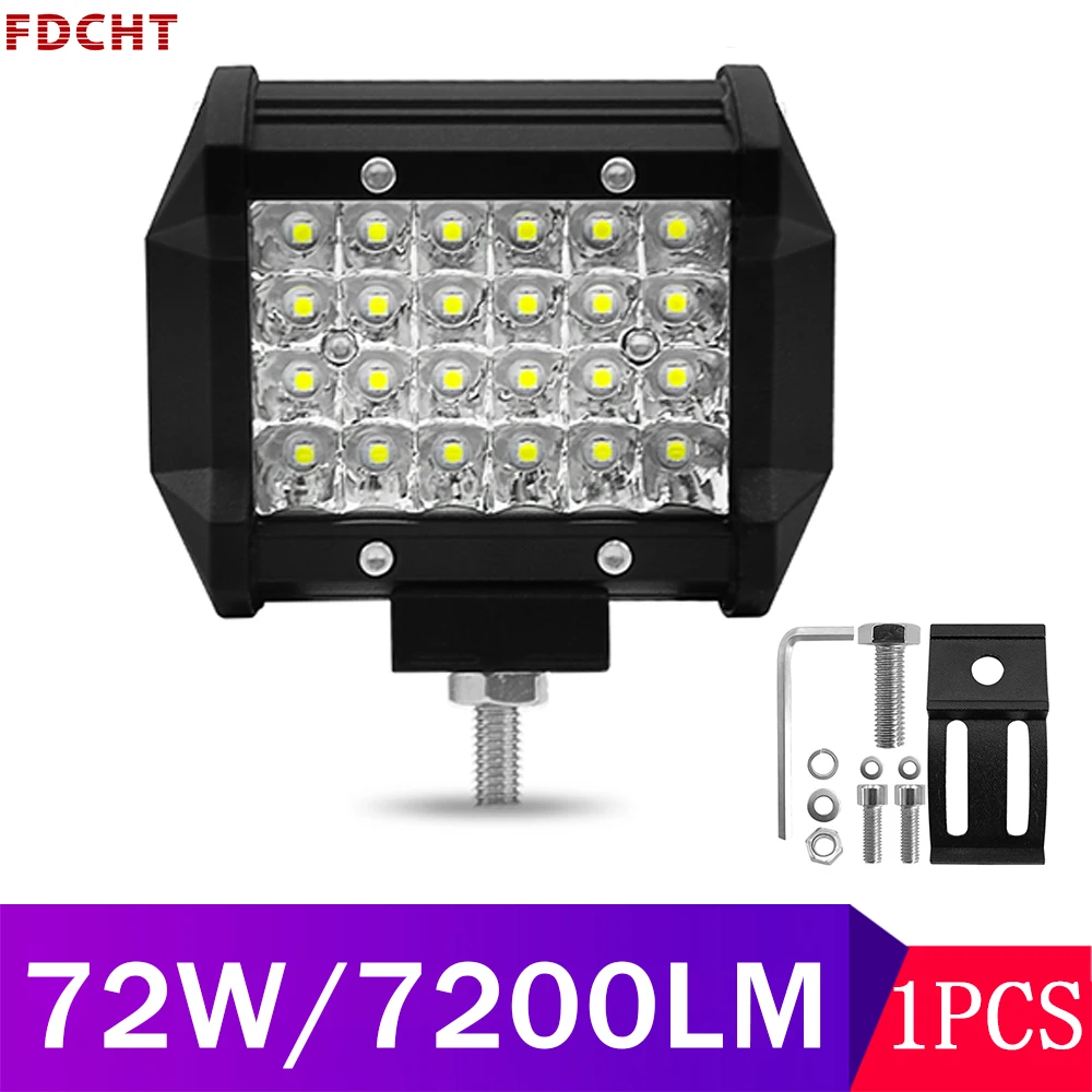 

4 Inch Led Bar Work Light Rampe 4x4 Offroad Suv Atv Truck Boat Accessories 24v 12v Ip68 6000k 7200lm 72w Car Led Spot Beam Lamp