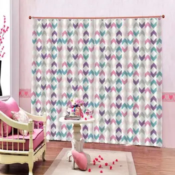 

Colorful Geometric Panel Curtain Printed Blackout Window Treatments Living Room Curtains Custom any size