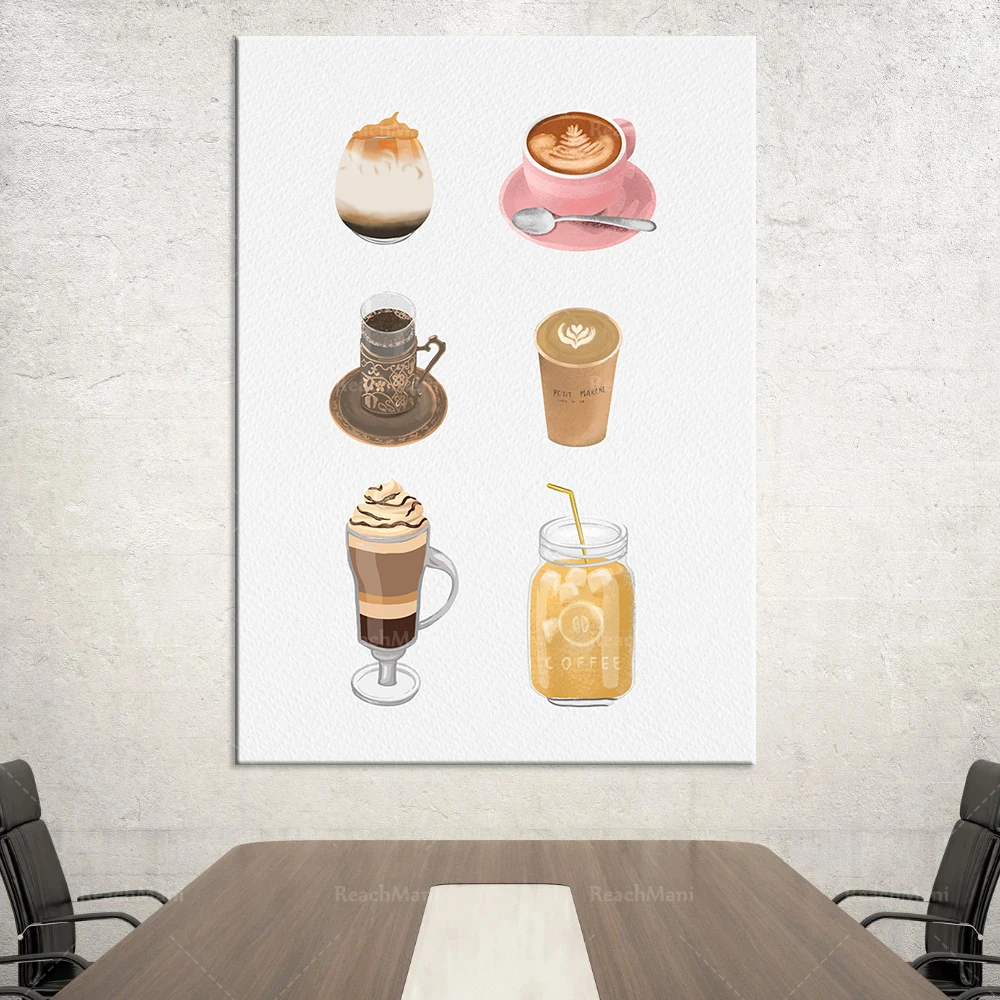 

Canvas painting nordic coffee poster food drink wall art print picture bakery kitchen interior decoration Cuadros