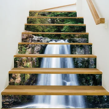 

HOT 8Pcs/set DIY 3D Stairs Stickers Waterproof Removable Landscape Pattern Self-Adhesive Stairs Stickers for Home Decoration NDS