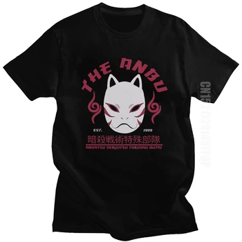 NARUTO Anime Anbu-Camisetas de Japón para Hombre, ropa de calle, camiseta Ninja con cuello redondo, Camisetas divertidas de verano