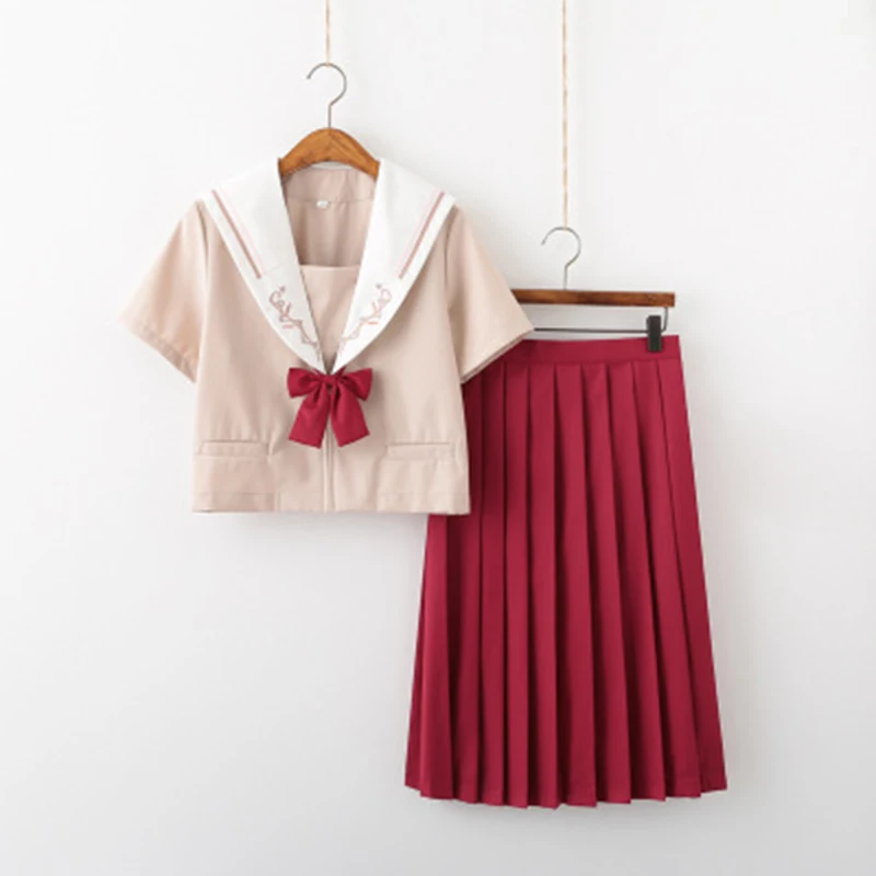 

BWB1998 Japanese Female First Love Style Jk Uniform Sailor Moon Kawaii Pleated Skirt College Style Suit Female 2 Piece Short Set