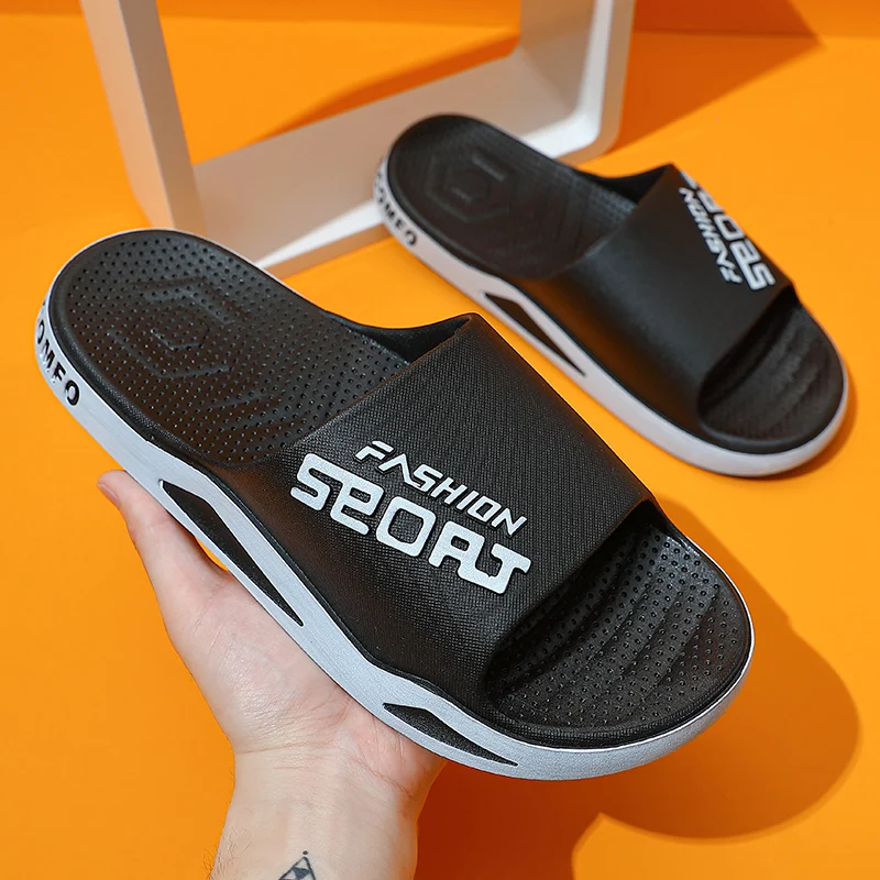 Outdoors Summer Man Alphabet Design Luxury Sandals Male Non-slip Thick Platform Beach Flip Flops Shoes Couples Home Slippers leather sandals,fashion sandals,beach slippers,beach sandals,non slip sandals