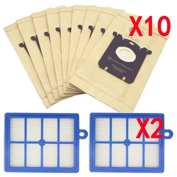 

10 pcs dust bag for Electrolux E201B for Philips FC8021 and 2pcs H12 Hepa filter fit for Philips Electrolux Cleaner