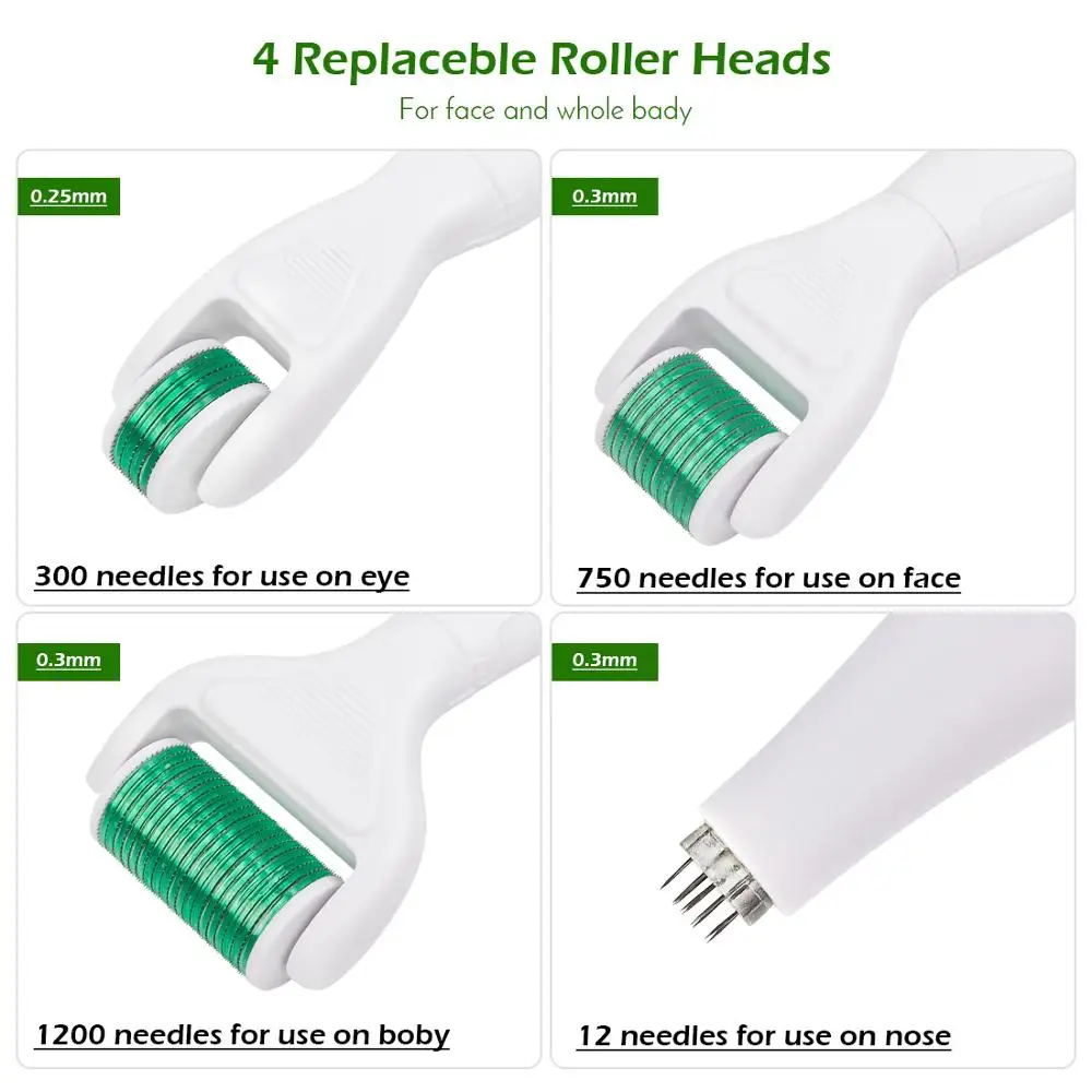 6 in 1 Microneedle Derma Roller Kit for Face and Body 300 720 1200 Titanium Dermaroller 4