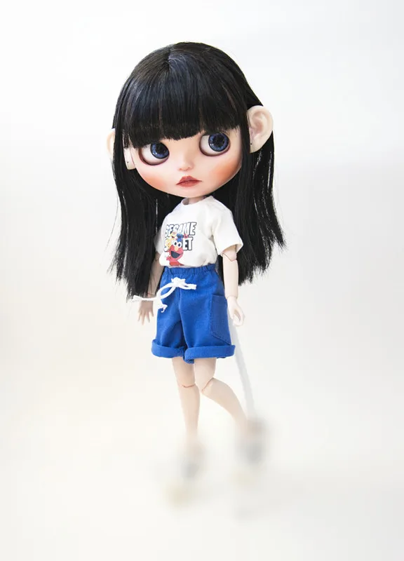 Кукла 1/6 белая футболка с принтом blyth Shorts Blyth outfit(Fit blyth, ICY, pullip, Lai, azone, ob24, кукла 1/6