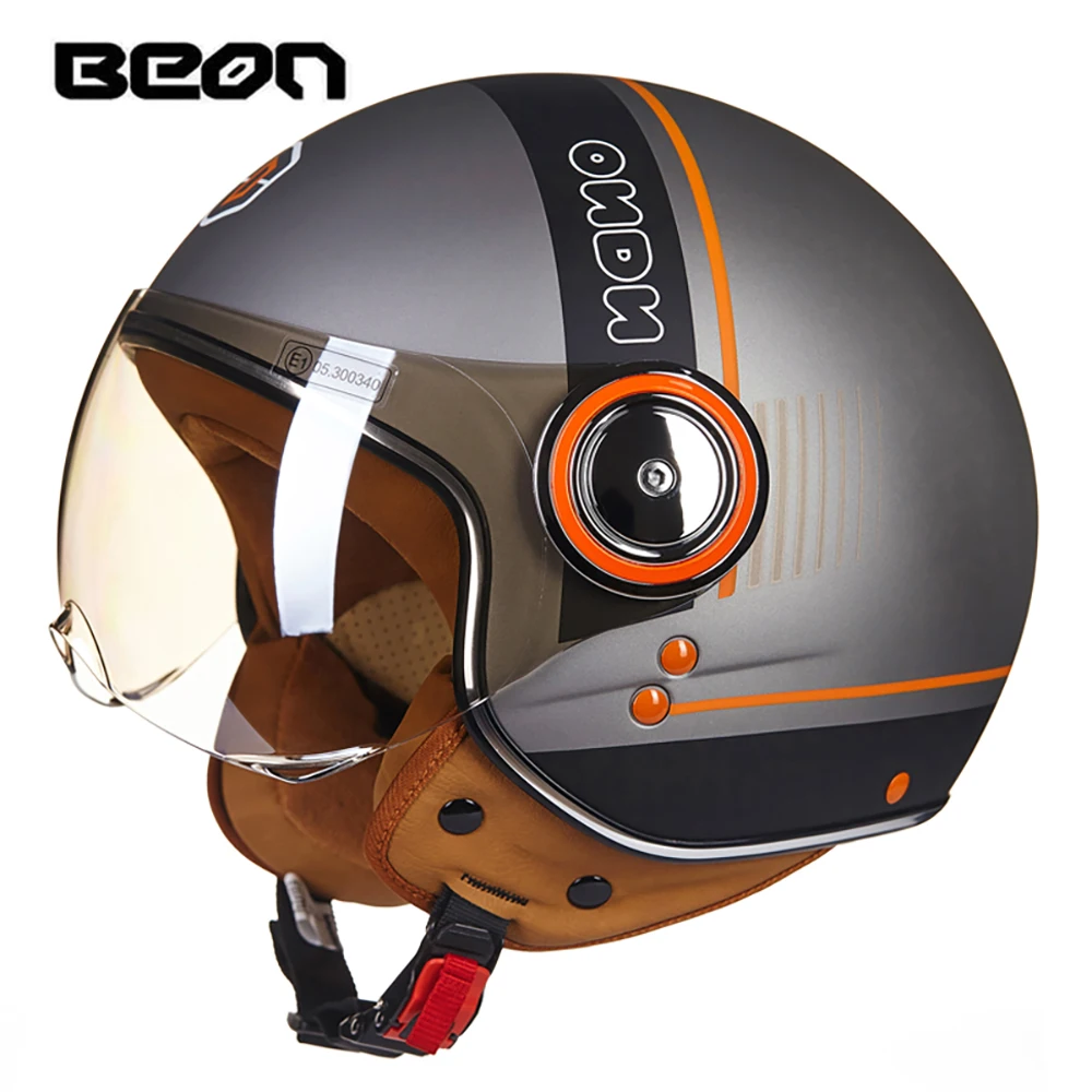 BEON мотоциклетный шлем Chopper 3/4 с открытым лицом, винтажный мото шлем, мотоциклетный шлем Casco Capacete для мужчин и женщин, скутер, мотоцикл H - Цвет: 110B MTITANIUM-BLACK
