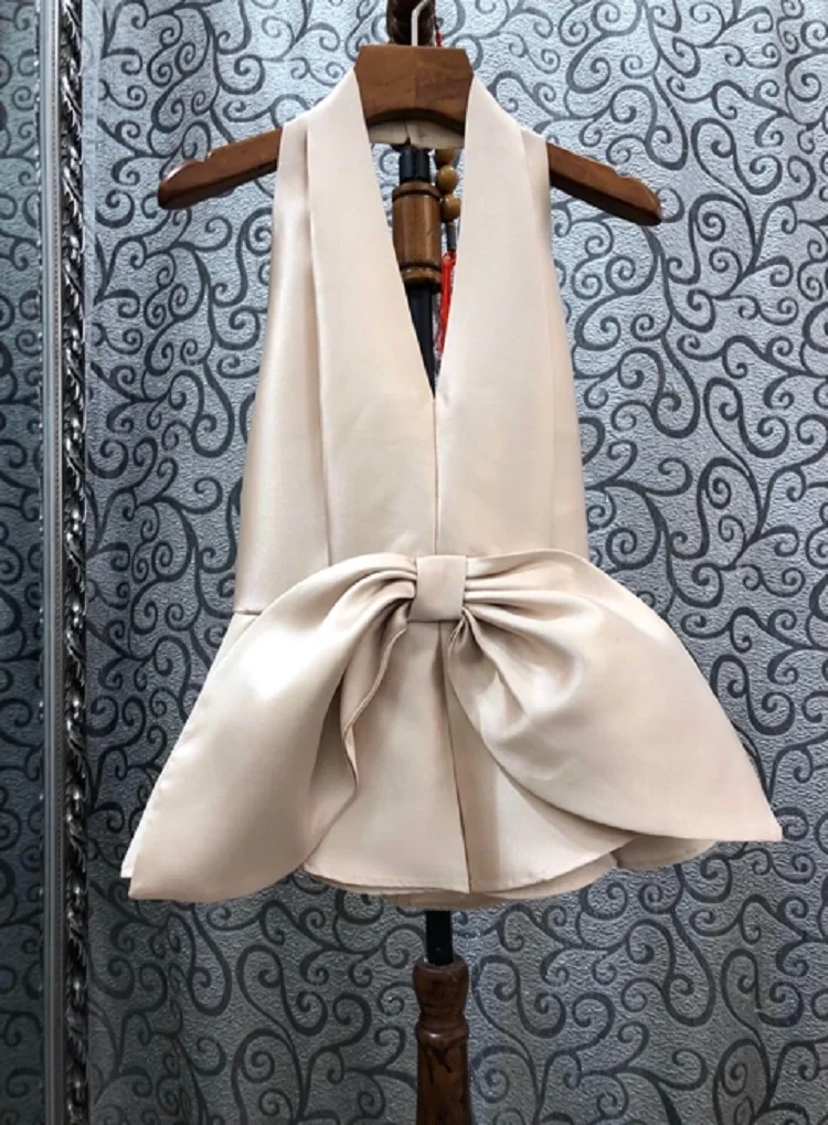 Elegant Big Bow Tie Blouses 2020 Summer Club Women