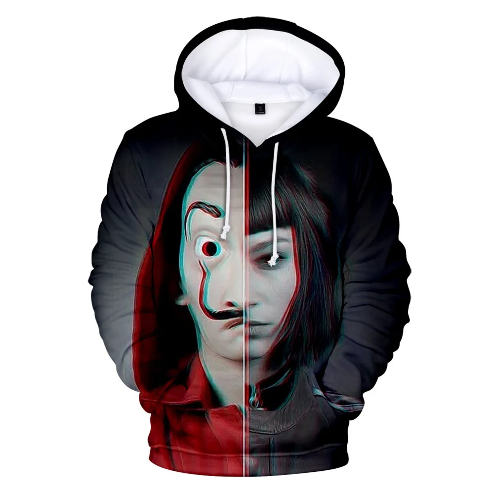 

TV series La casa de papel Money Heist House of Paper 3D Men Women Casual Hip hop Harajuku Hooded Clothes Hooded sweatshirt