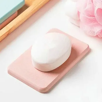 

Bathroom Products Portable Soap Dishes Diatomite Soap Algae Drain Soap Mat Water Absorption Non-slip Soap Box 4 Colors