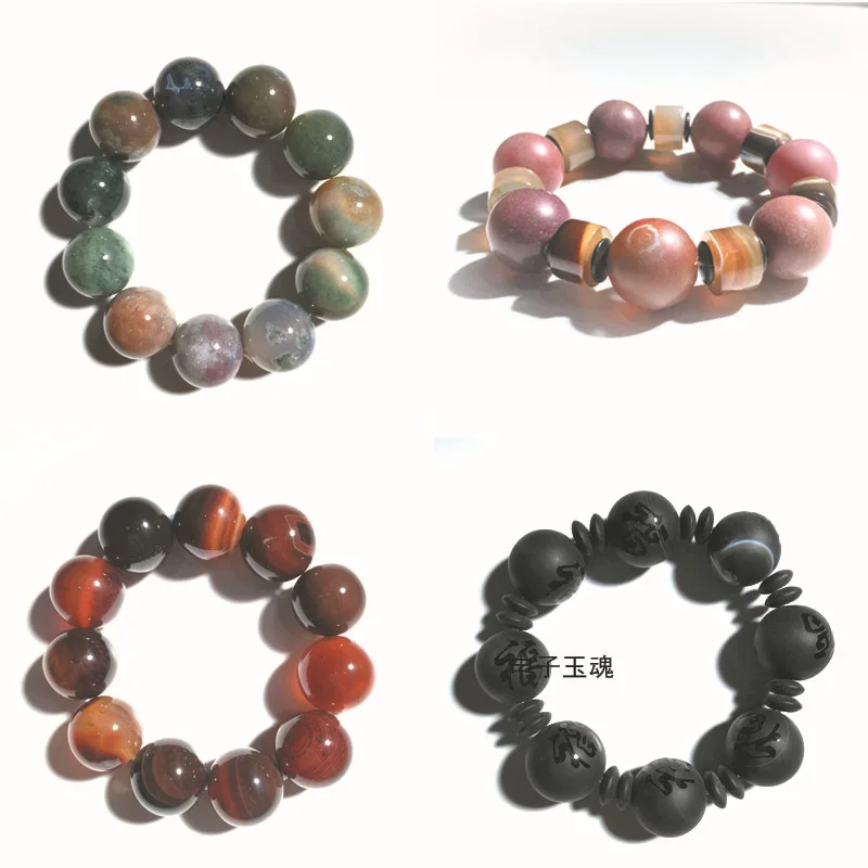 

Manufacturers Direct Selling Old Agate Bracelets Large Size Men Agate Bracelets Dull Polish Old Agate Natural Agate Bracelet