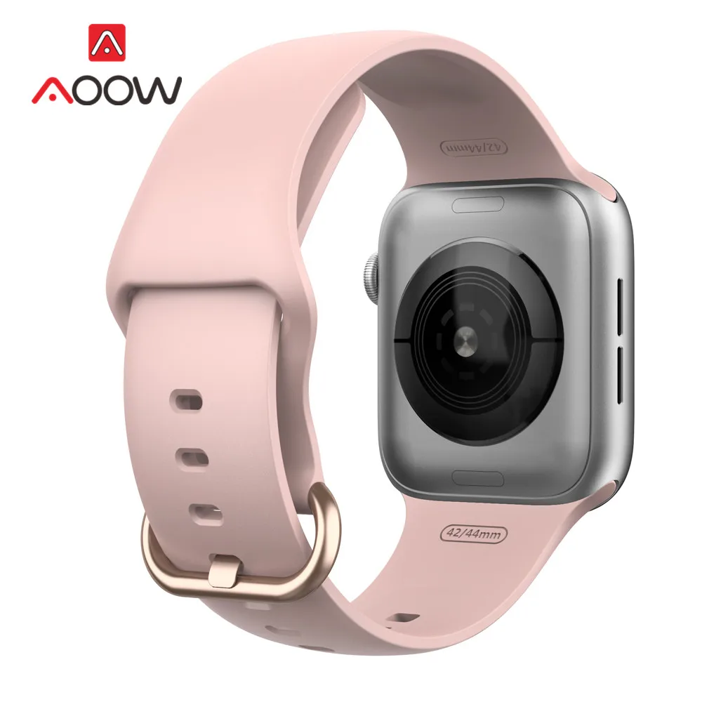 Pink Мягкий силиконовый ремешок для часов Apple Watch 5 38 мм 42 мм 40 мм 44 мм Мужской Женский спортивный браслет ремешок для iWatch серии 1 2 3 4 - Цвет ремешка: Pink