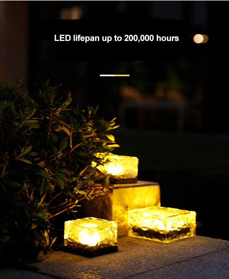 LED Ice Cube Brick Solar Lights Outdoor Decoration Lamp NEPROKE