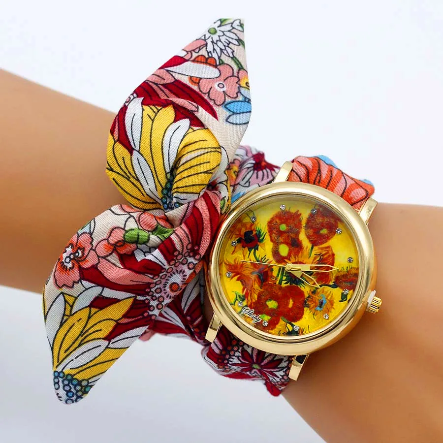 Ladies Butterfly Cloth Wristwatch women watches Women Dress Watch Fabric Watch Sweet Girls Bracelet