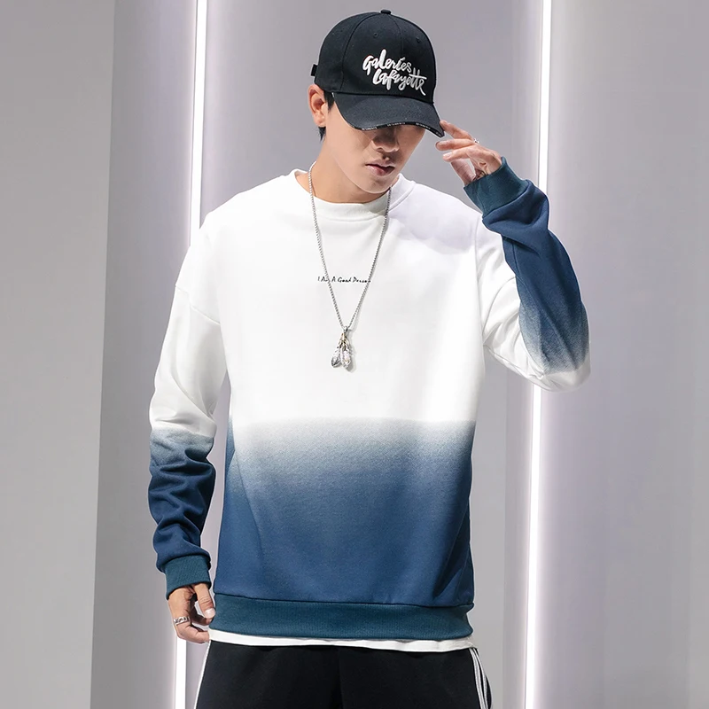 

2019 Autumn And Winter Men's New Casual Color Matching Letter Printing Round Neck Hoodies Loose Temperament Trend Cotton