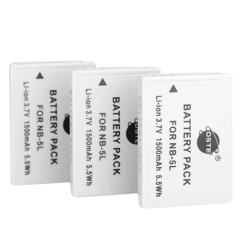 3 шт. 1500 мАч 3,7 V NB-5L DSTE NB5L Батарея Зарядное устройство для Canon IXUS 850 860 870 900 90 950 960 970 980 990 IXY 800 810 820 830 - Цвет: 3Battery Only