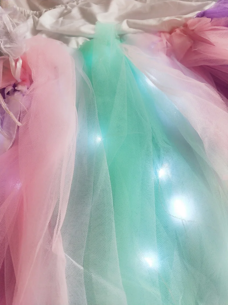 Girls Christmas Glowing Unicorn Costume Kids Birthday Party Sequin Rainbow LED Lights Tutu Dresses Set World Book Day Gifts sexy anime cosplay
