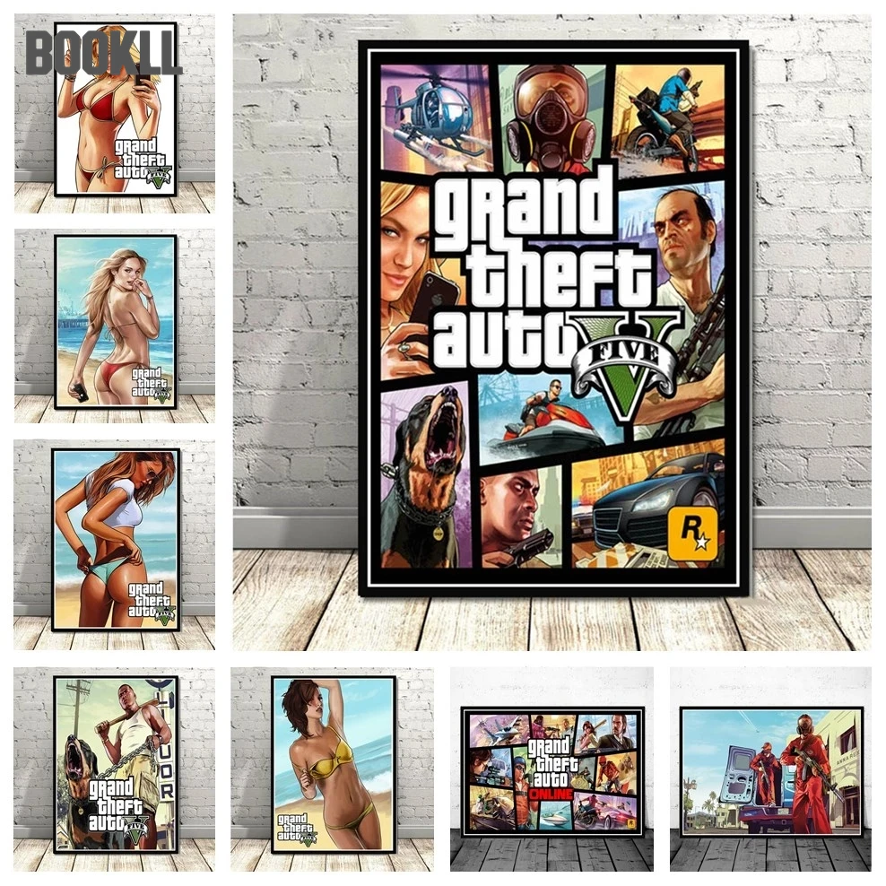 Video Game GTA 5 Grand Theft Auto HD Print Canvas Painting Art Poster Home Decoration For Living Room Bedroom Wall | Дом и сад