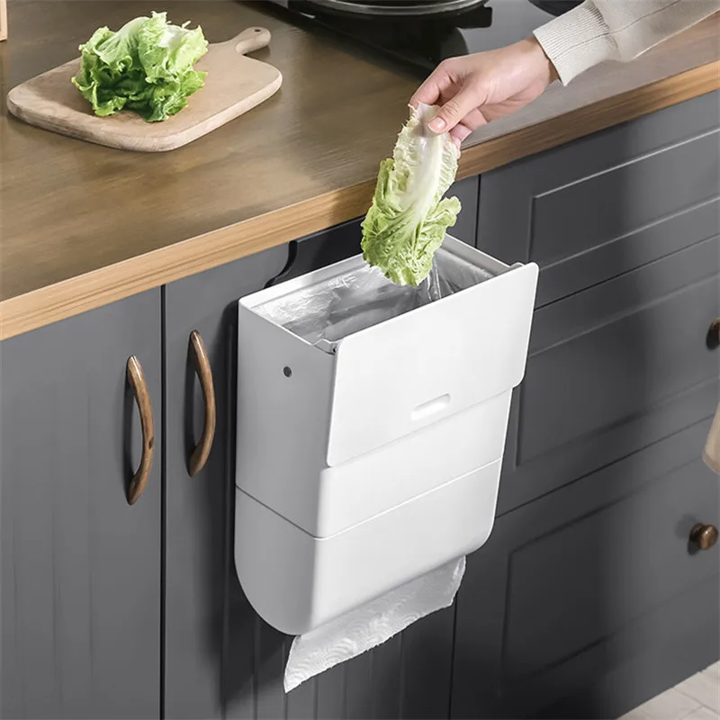 Tragbare Tür Müll Mülleimer Box kann Rack Kunststoff hängende Halter Küche Tools 