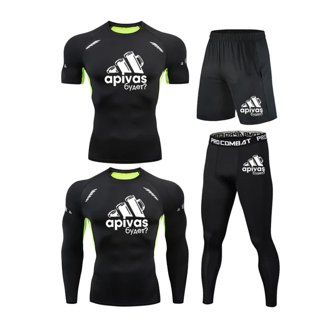 Men Jiu jitsu Rashguard MMA T-shirts Sets Bjj Muay Thai Boxing Jerseys Long Sleeve Boxeo Suit Brand 5Pcs Set Fitness Sport Suits 4Pcs Set