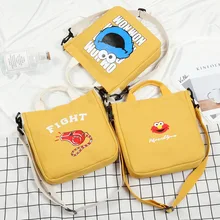 Модная Большая вместительная ручная Холщовая Сумка женская стиль корейский стиль аниме мультфильм Улица Сезам сумка через плечо