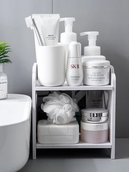 

OTHERHOUSE Wood Desktop Shelf Bathroom Storage Rack Shelves Makeup Organizer Table Sundries Holder Kitchen Spice Rack Organizer